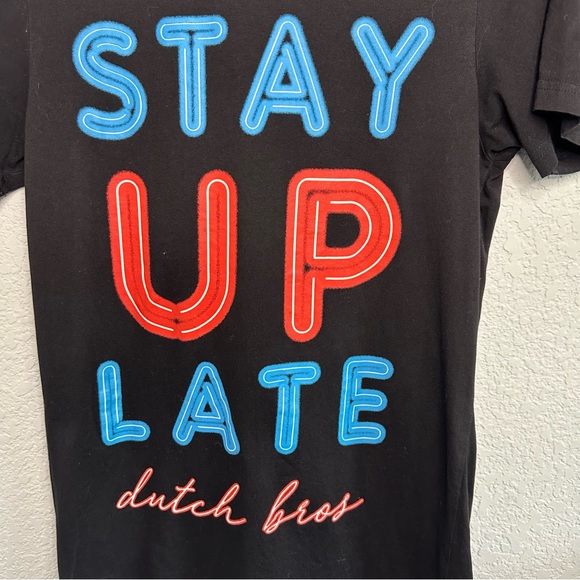 Dutch Bros Black SMALL “Stay Up Late” Tee DB 1992 CUTE VINTAGE - Picture 6 of 6